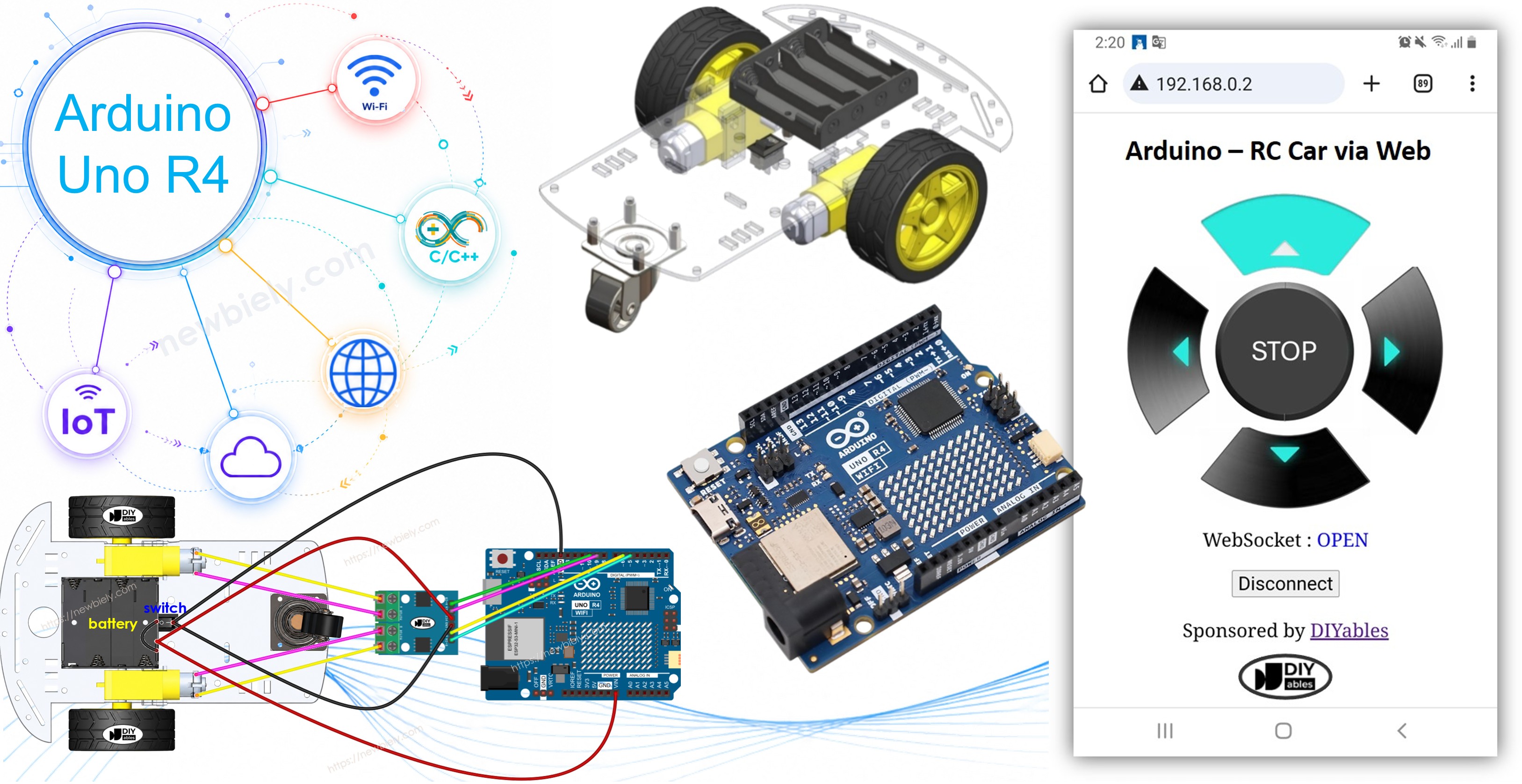 Arduino controls robot car via Web
