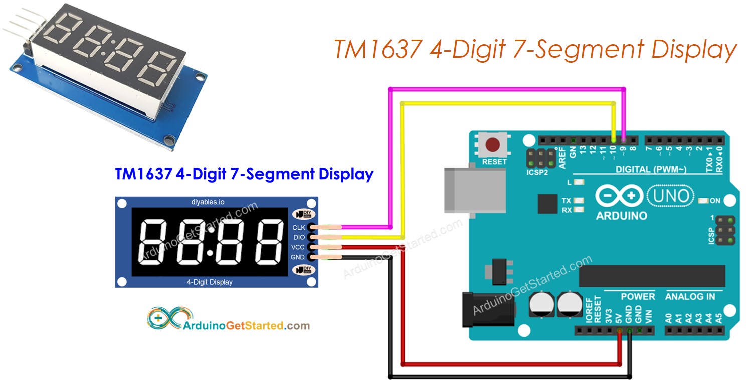 Arduino TM1637 4-digit 7-segment display