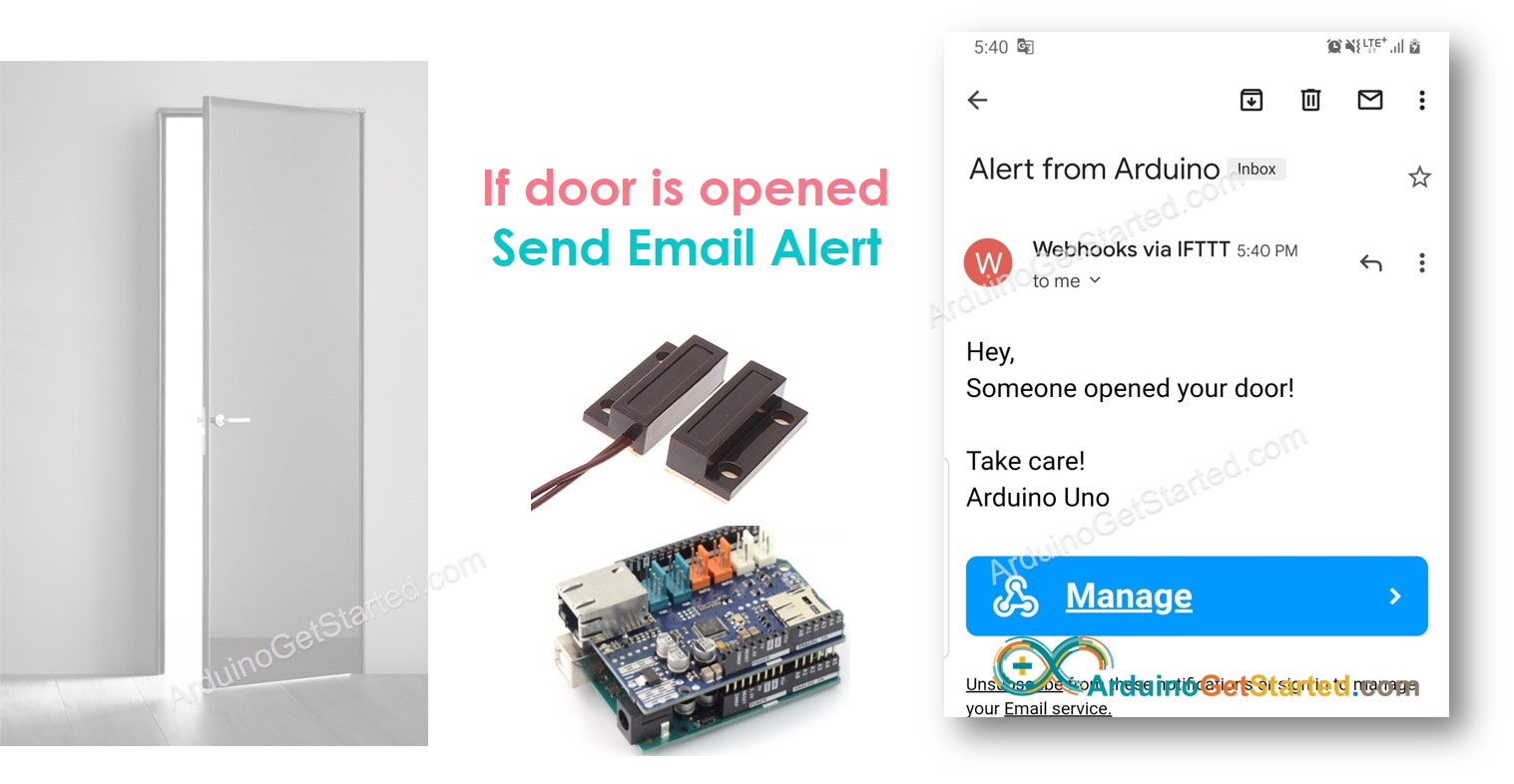 Arduino door open send email