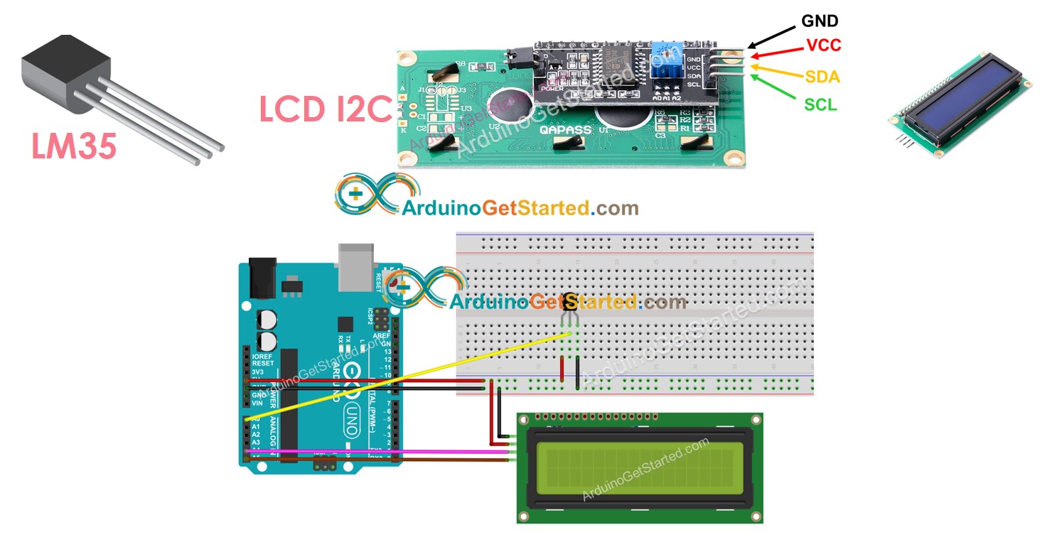 Arduino LM35 Temperature Sensor LCD