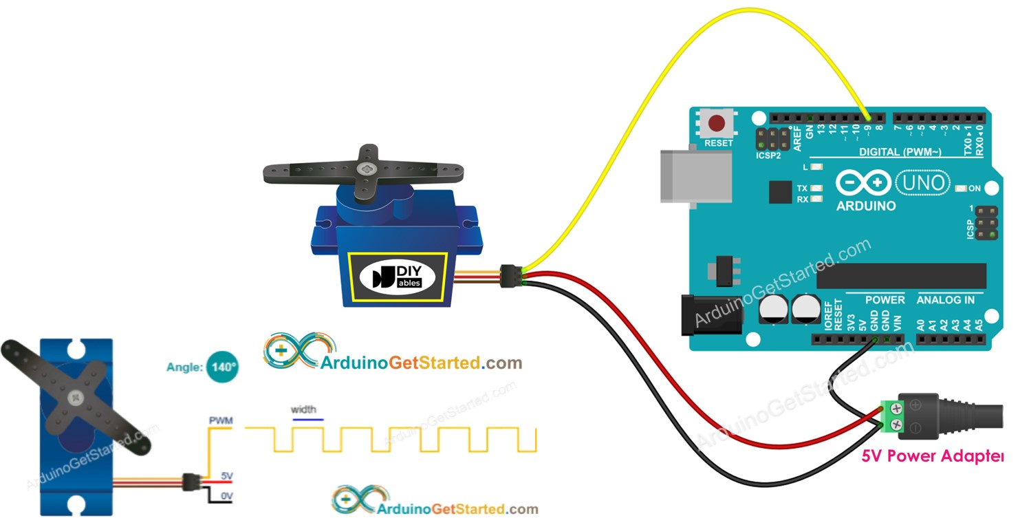 servo motor arduino breadboard