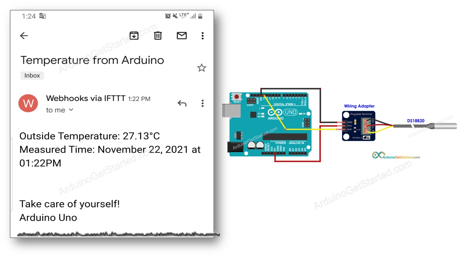 Arduino temperature send email