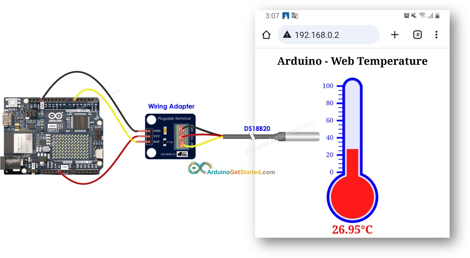 DS18B20 Temperature Sensor Arduino Tutorial (4 Examples)