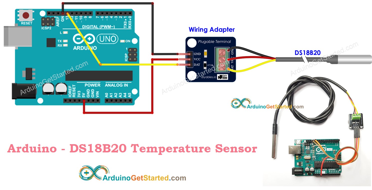 DS18B20 Temperature Sensor Arduino Tutorial (4 Examples)