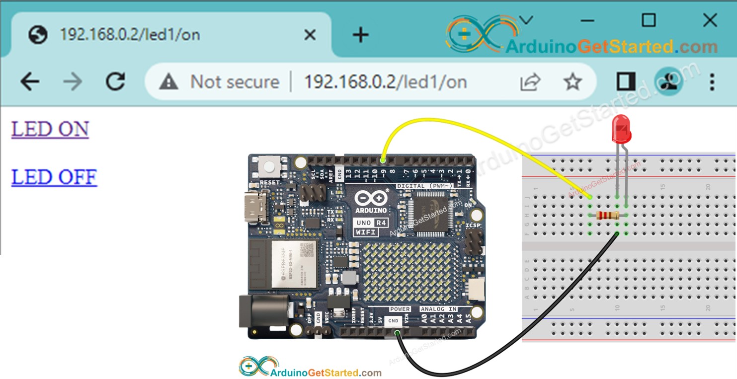 Arduino Uno R4 LED web browser