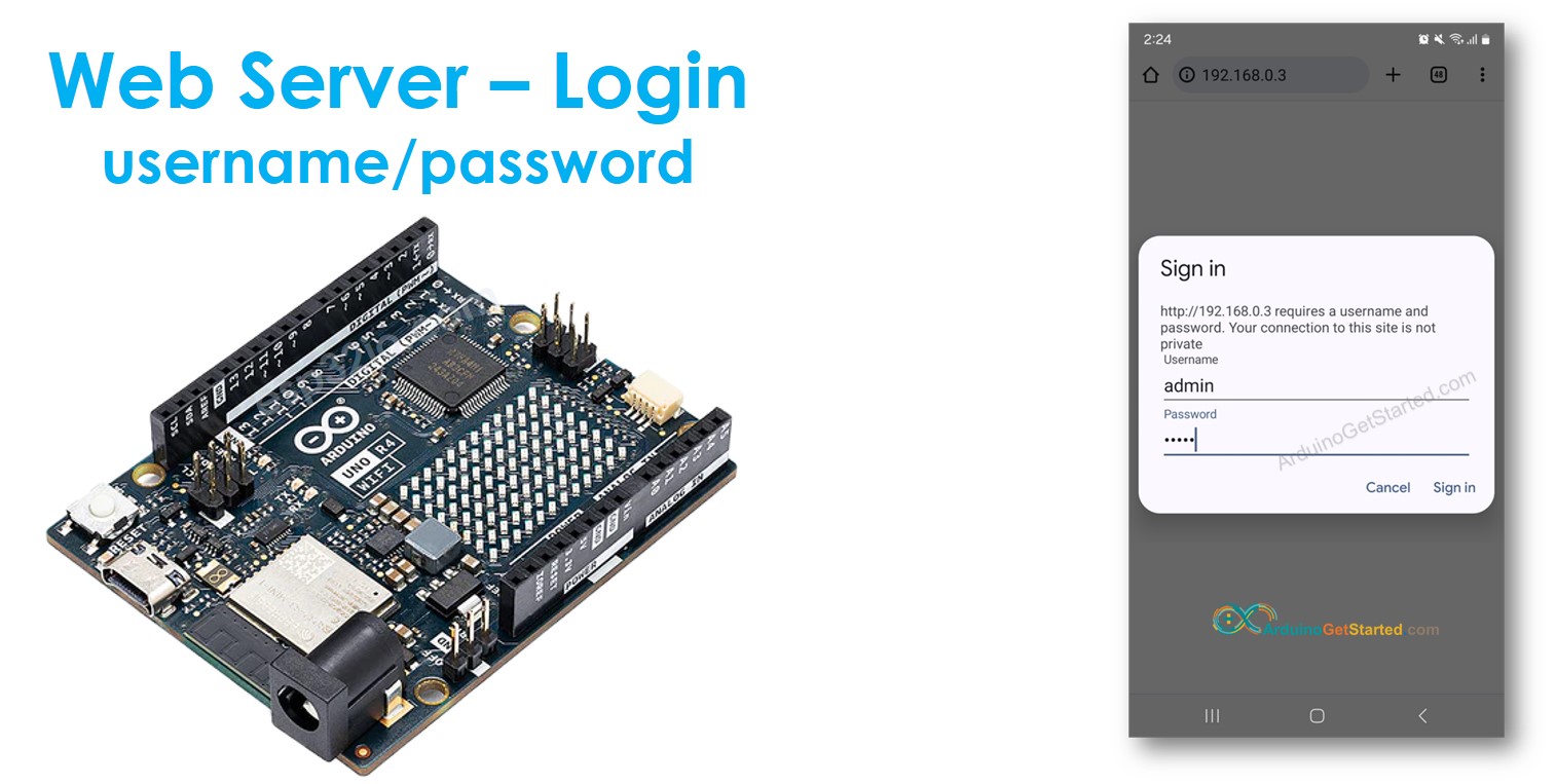 Arduino web server username password