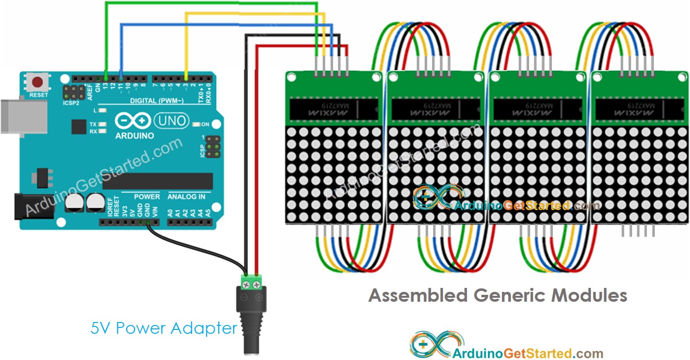 Arduino 32x8 LED matrix wiring generic diagram