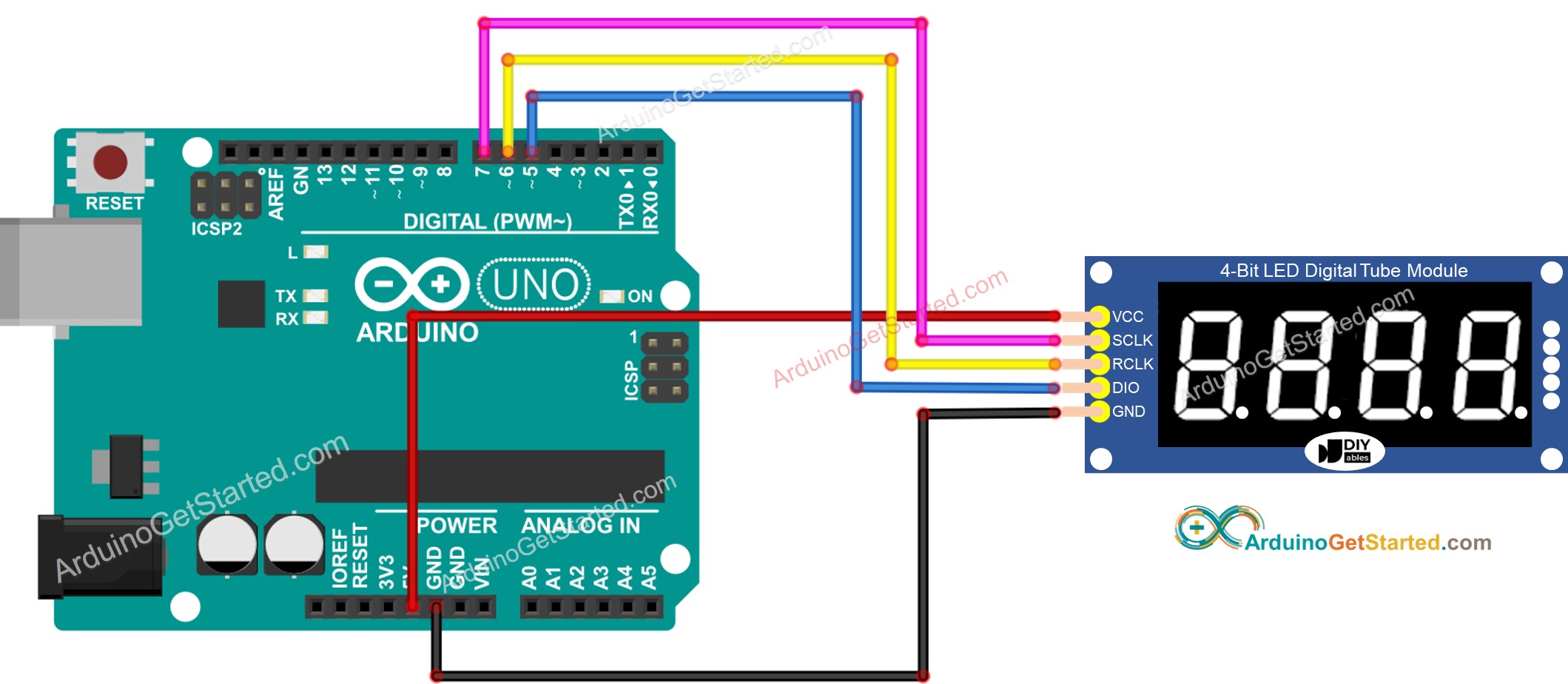 Arduino 74HC595 Module Wiring Diagram