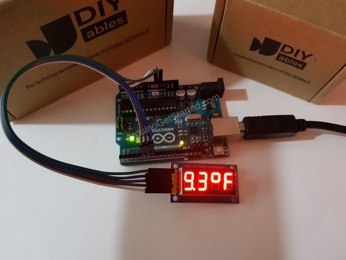 Arduino 74HC595 module displays temperature