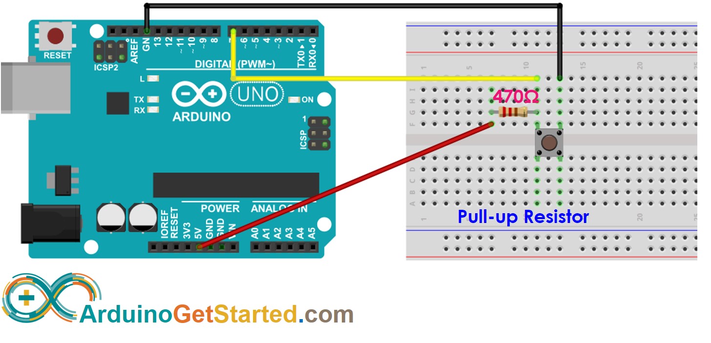 Arduino Button Pull Up resistor Wiring Diagram