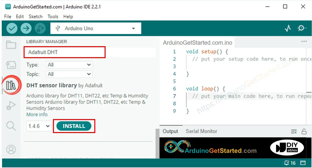 Arduino DHT sensor library