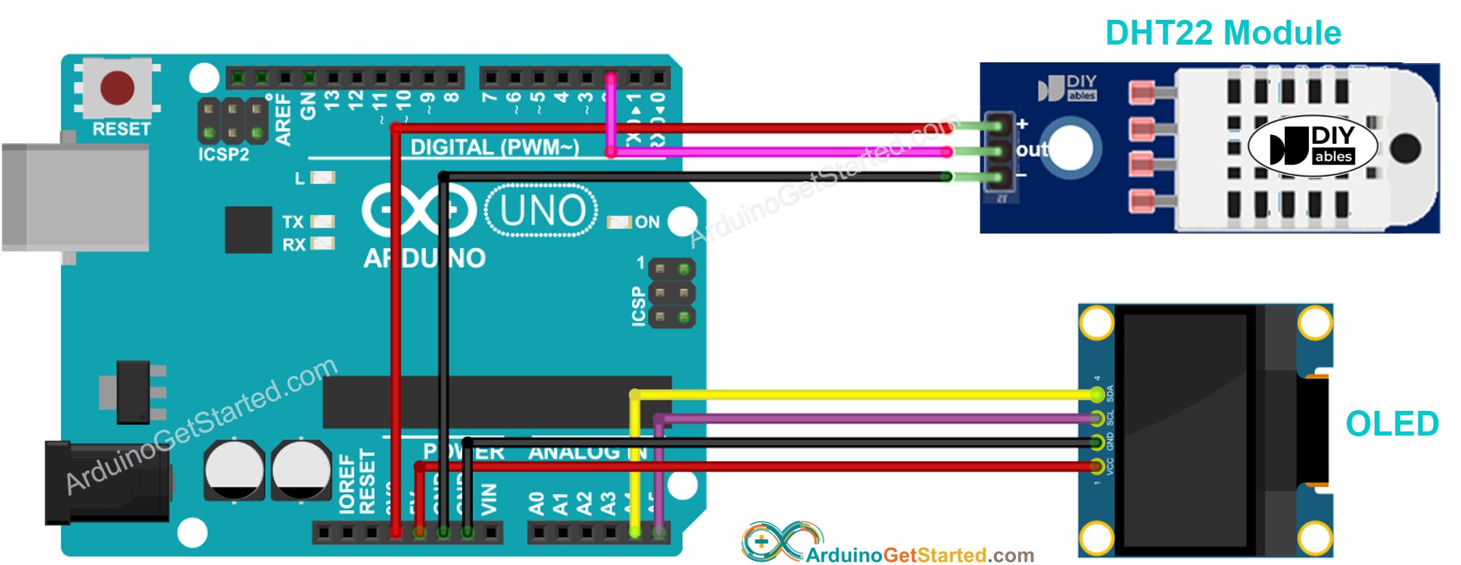 Arduino Temperature Humidity Sensor Oled Display Arduino Tutorial 1382