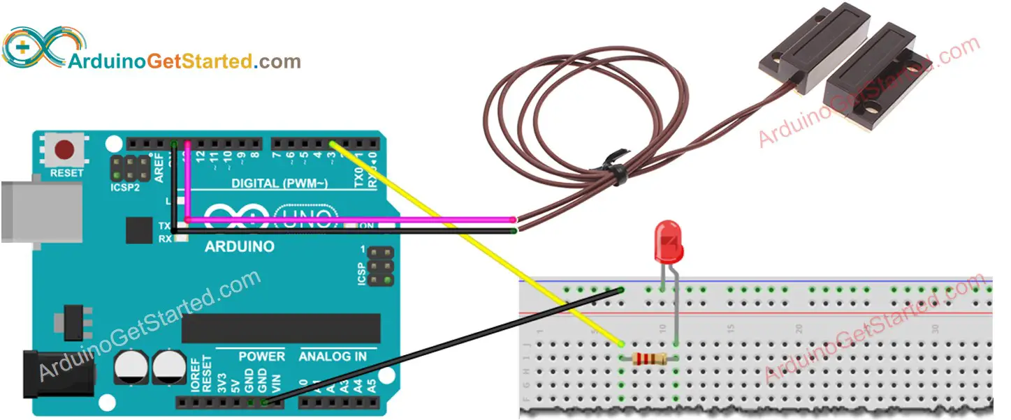 Arduino Door Sensor LED Wiring Diagram