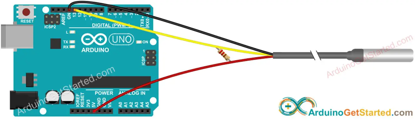 Arduino DS18B20 Wiring Diagram
