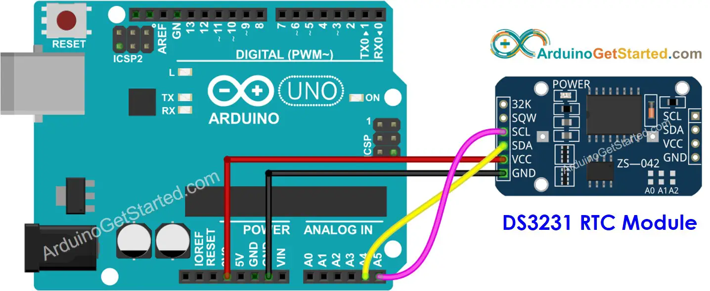 Arduino Real-Time Clock DS3231 Wiring Diagram