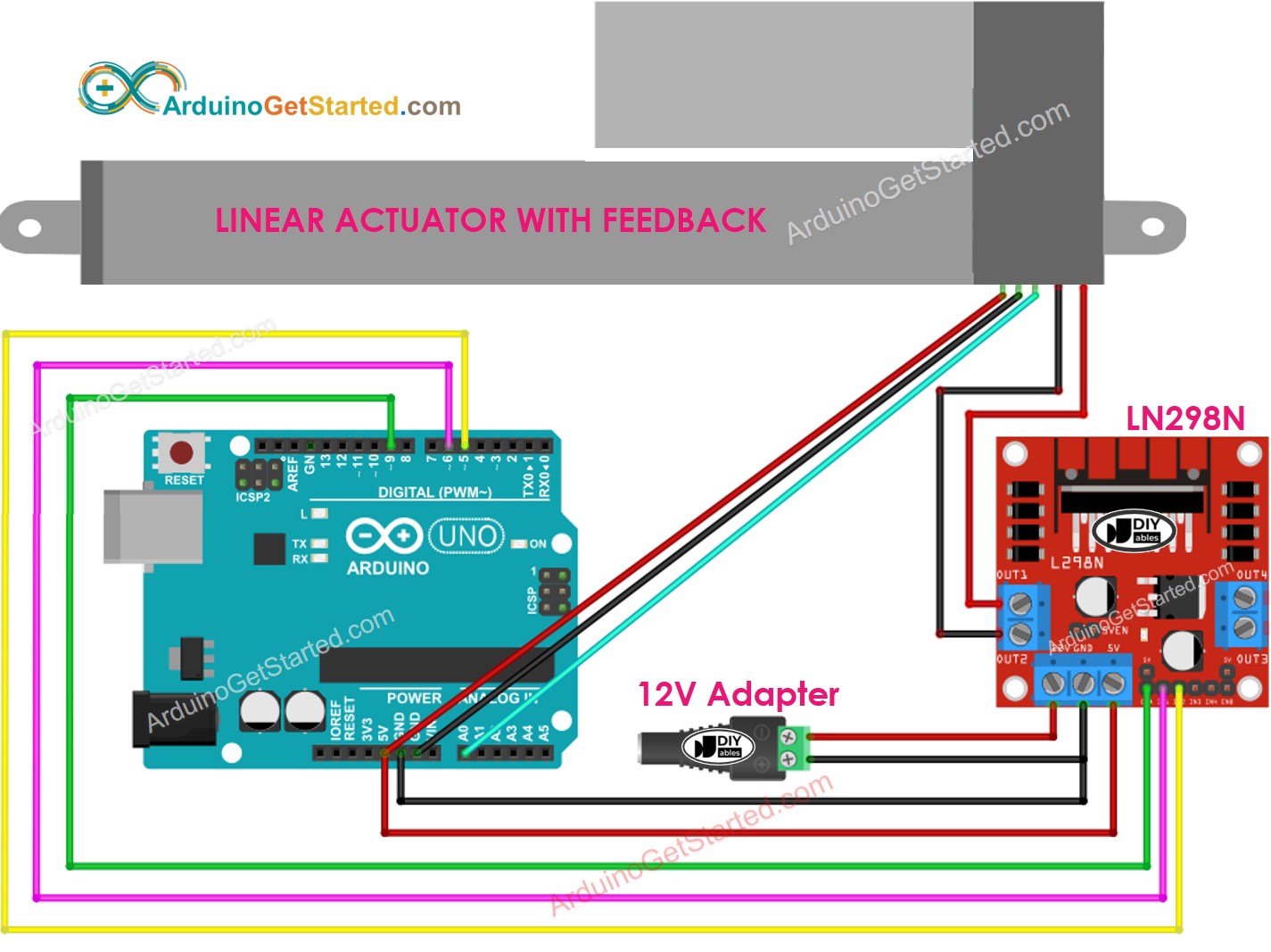 Arduino Linear Actuator L298N Driver Wiring Diagram