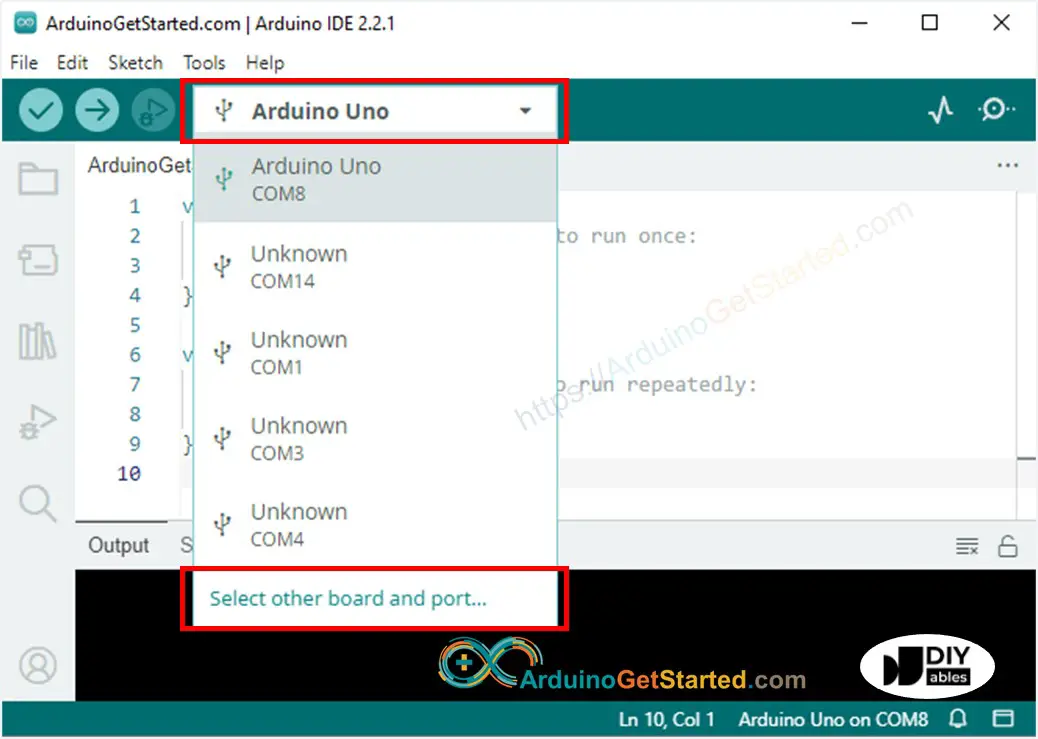 Arduino IDE - How to select Arduino board
