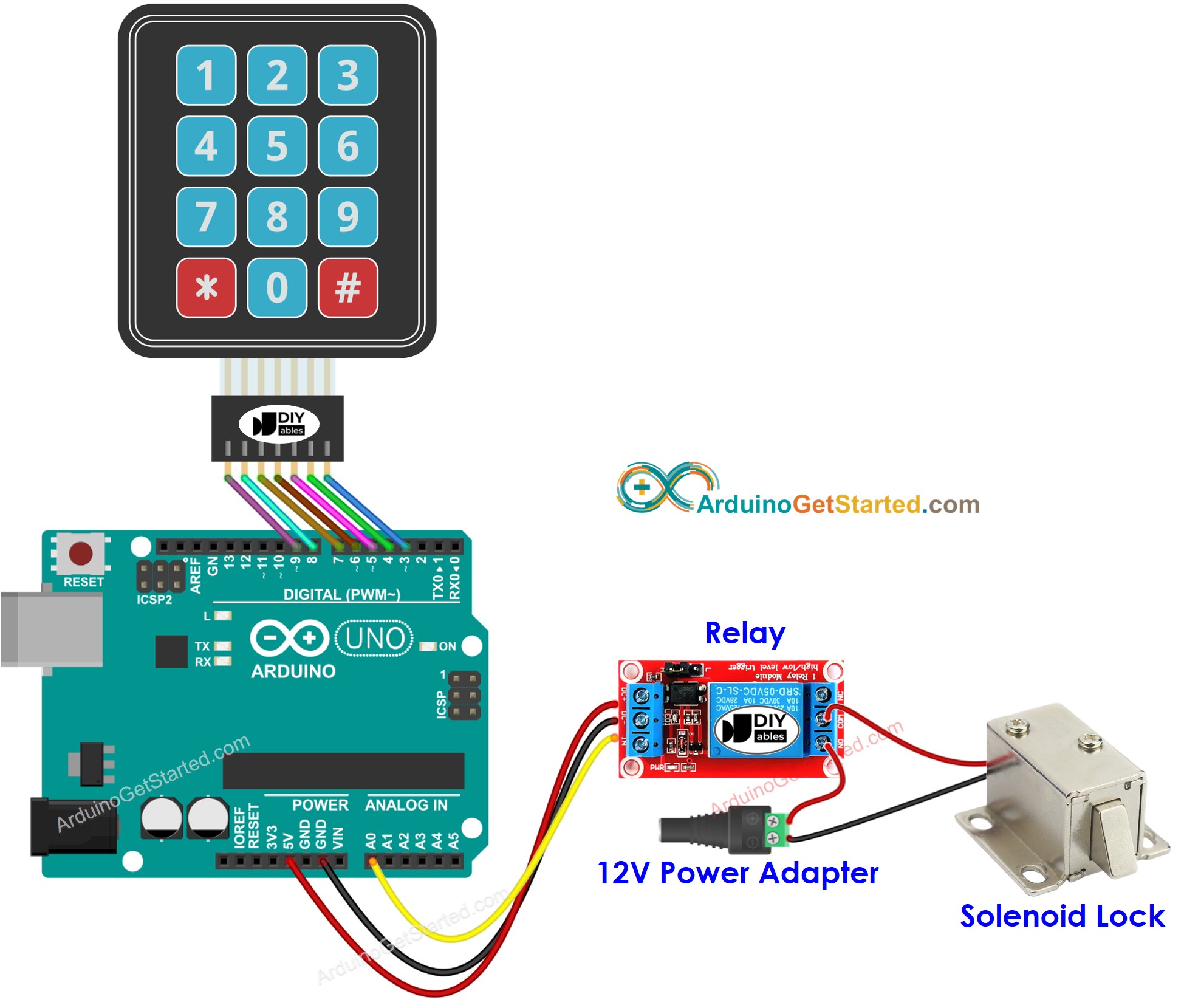 Arduino keypad solenoid lock wiring diagram