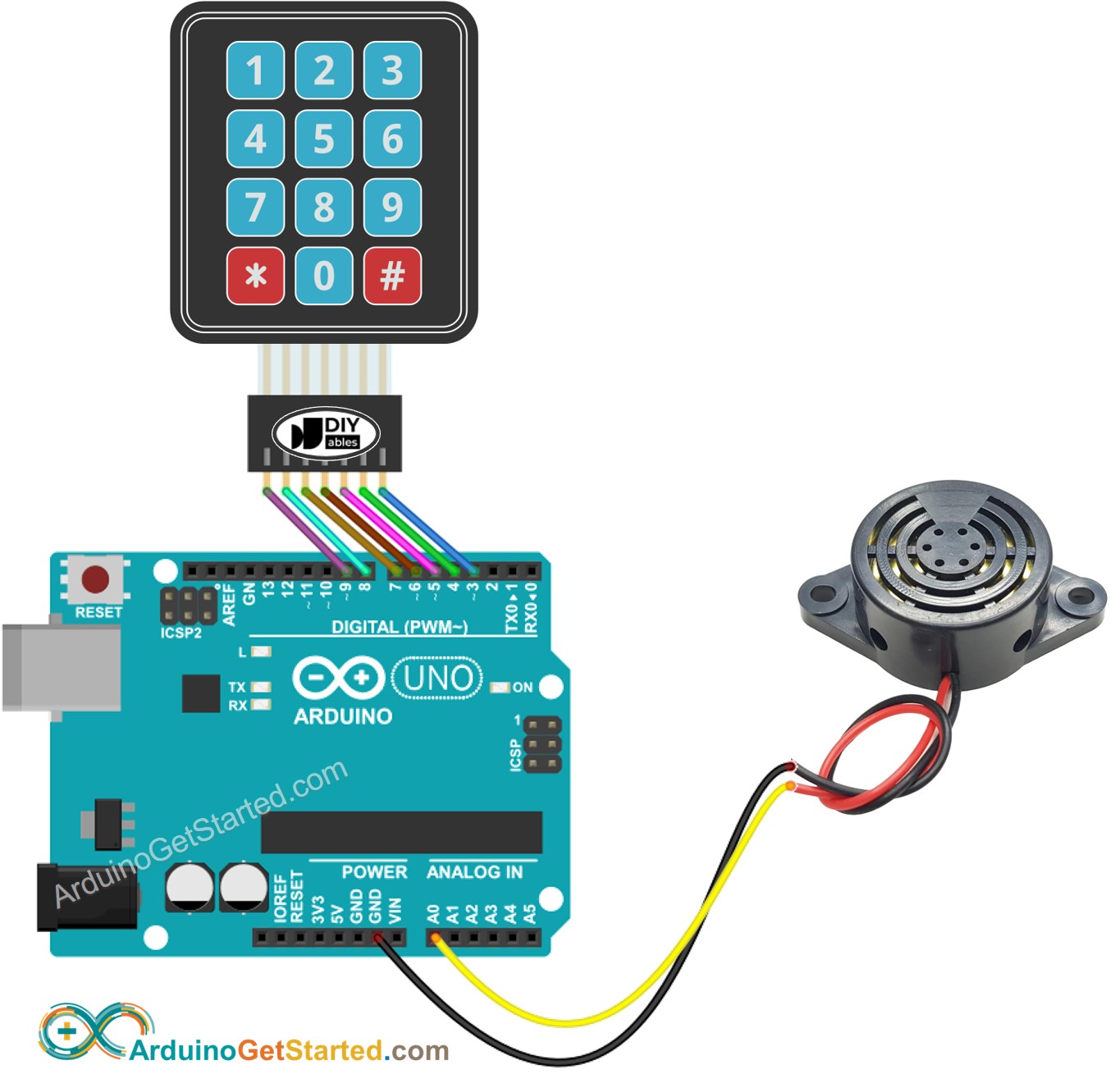 Arduino keypad buzzer wiring diagram