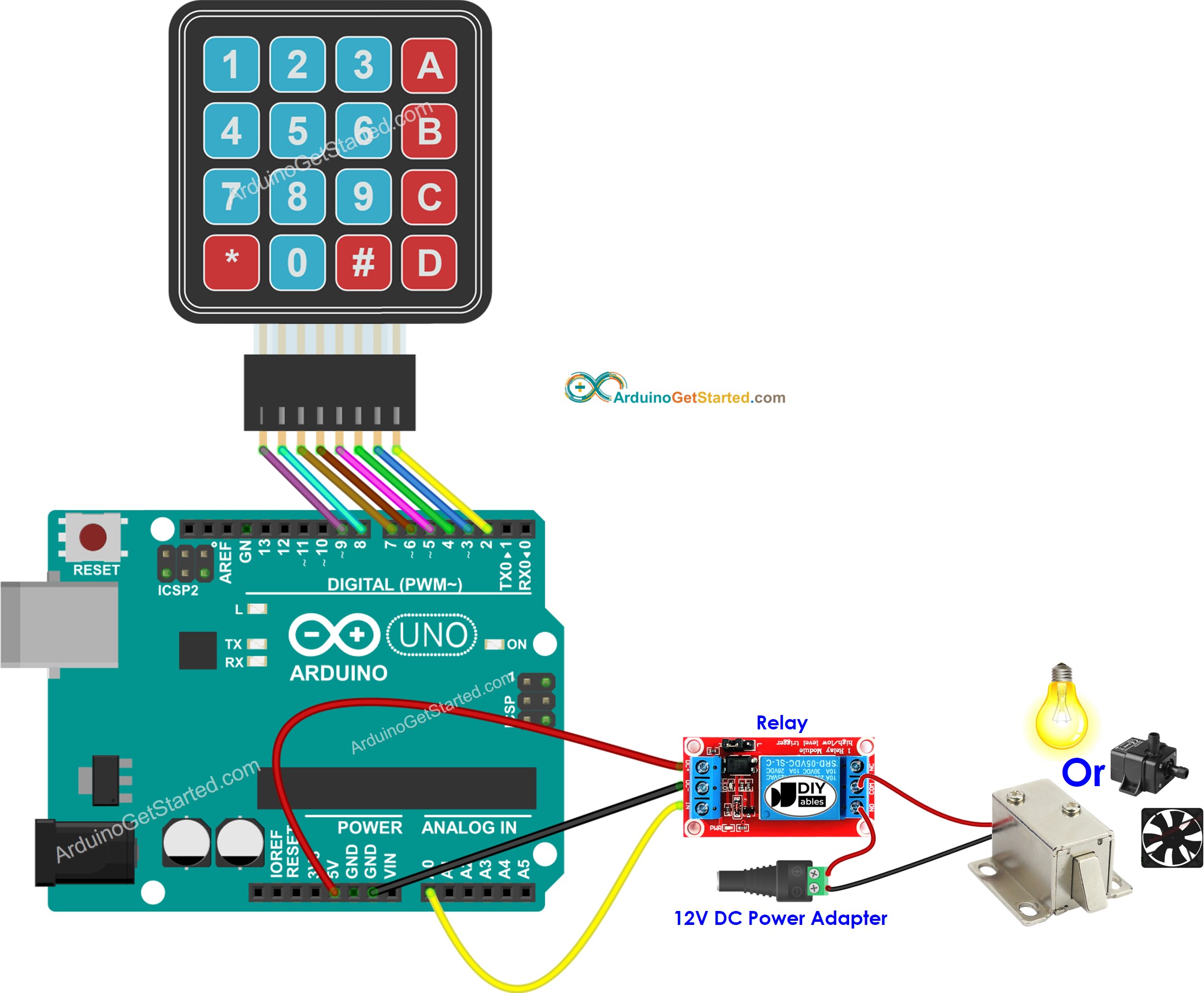 Arduino keypad relay wiring diagram