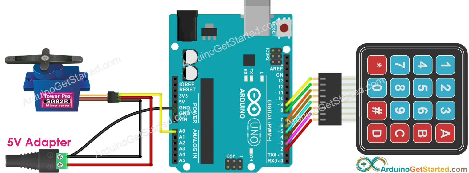 Arduino keypad servo motor wiring diagram