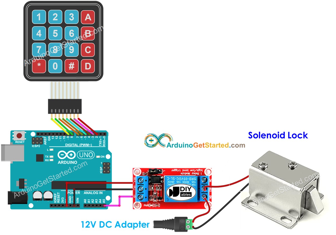 Arduino, keypad, solenoid lock wiring diagram