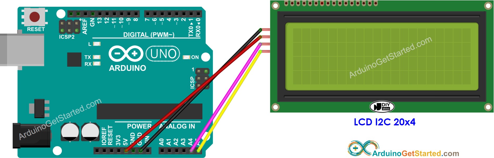 Arduino LCD 20x4 I2C Wiring Diagram