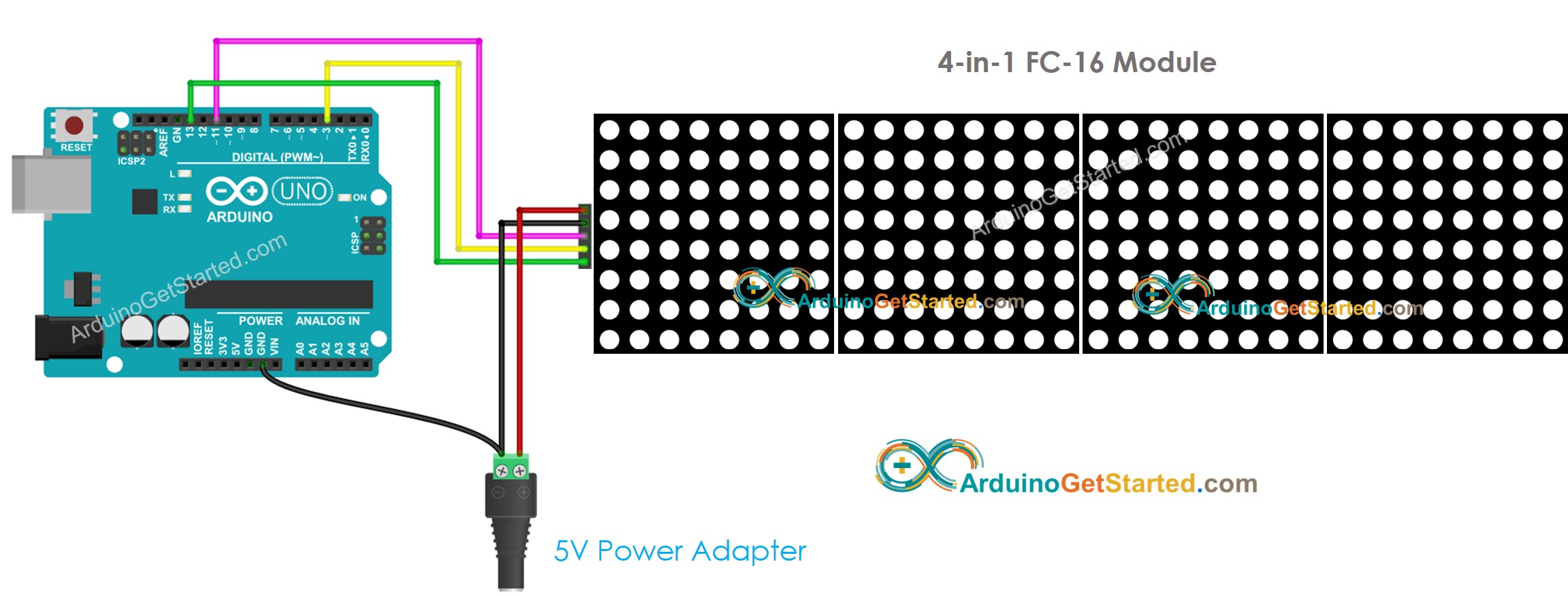 Arduino LED matrix display wiring diagram