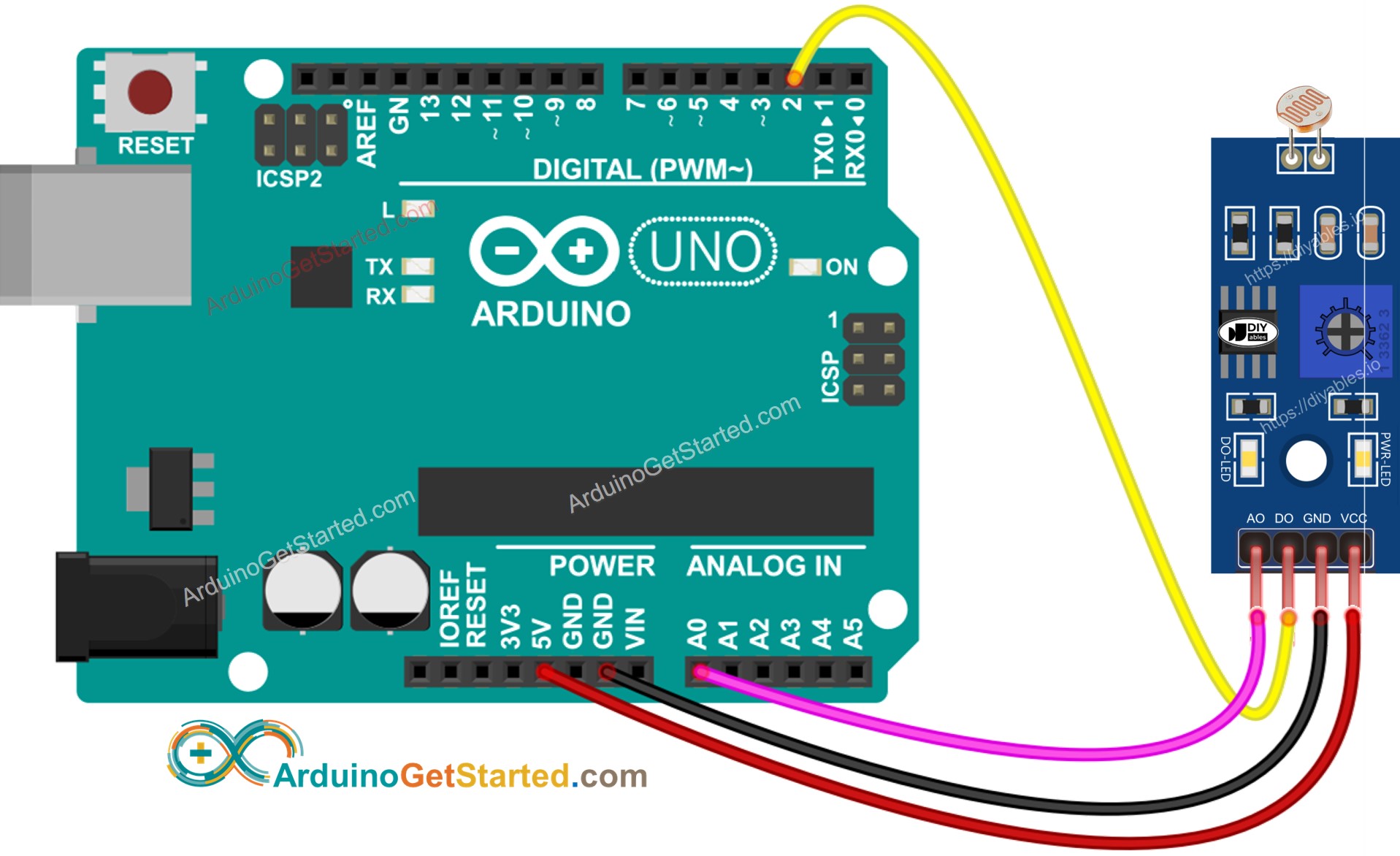 Arduino Light Sensor Module wiring diagram