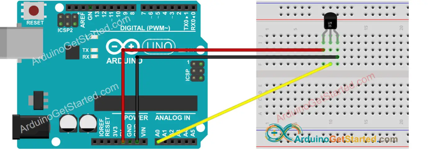 LM35 Temperature Sensor - Arduino Tutorial