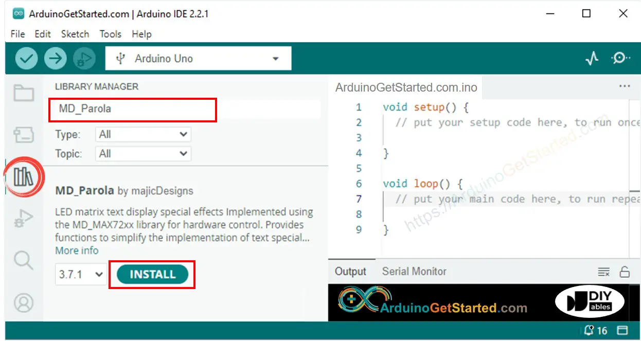 Arduino MD_Parola library