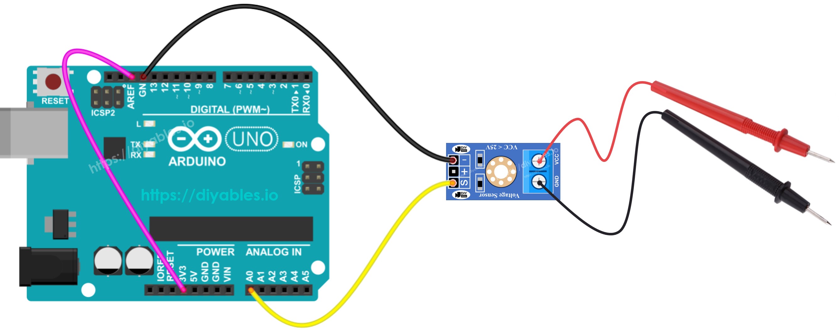 Arduino measures voltage Wiring Diagram