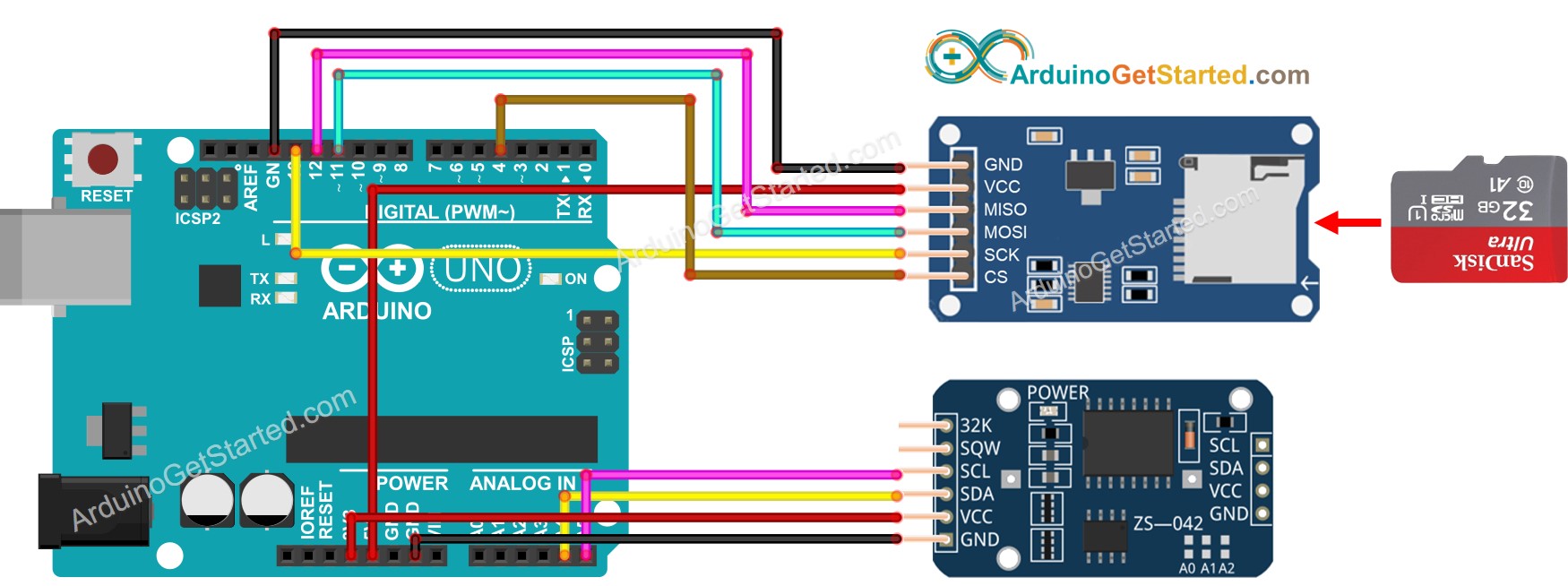 Arduino Micro SD Card Module Wiring Diagram