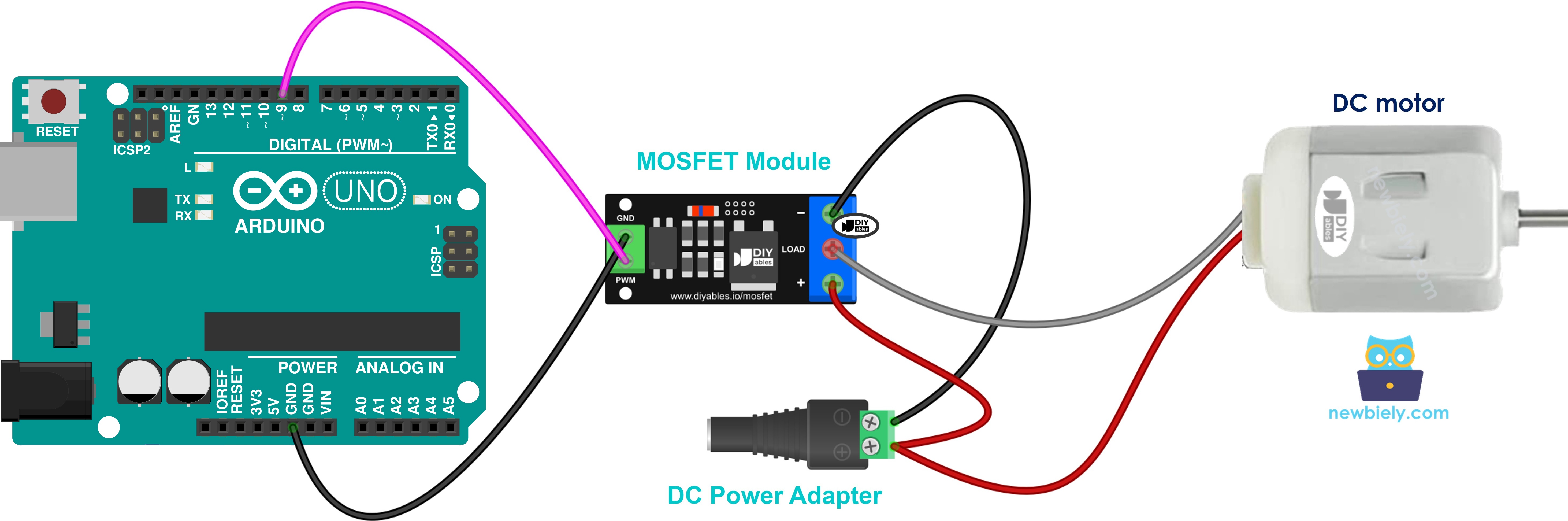 MOSFET module DC motor 12V wiring