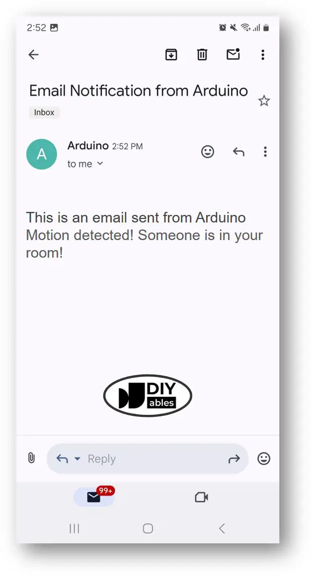 Arduino motion sensor email