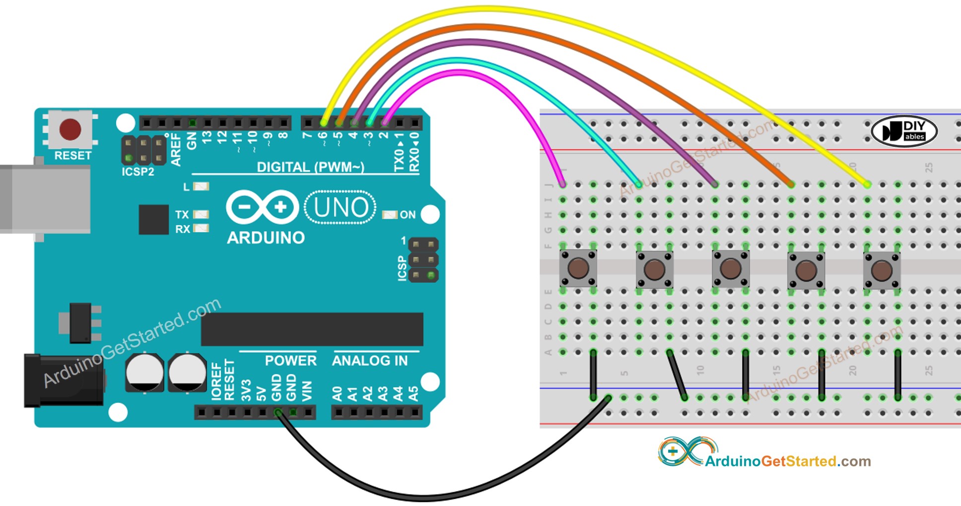 Arduino multiple button Wiring Diagram