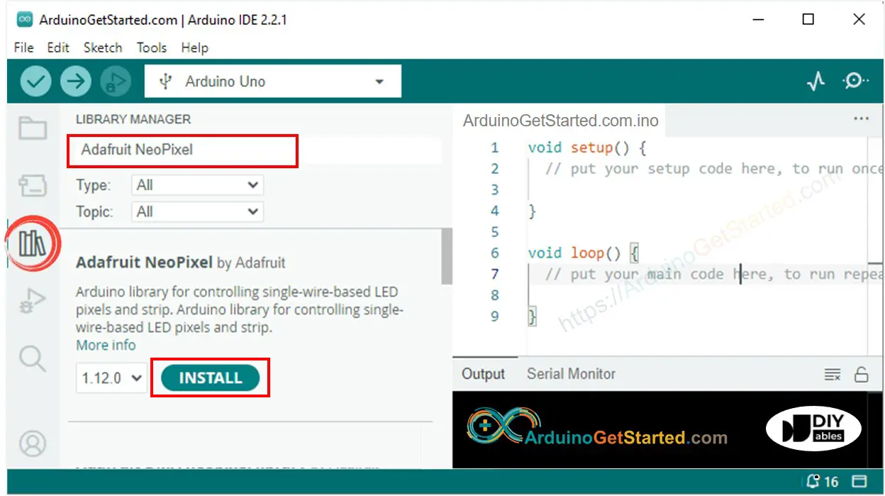 Arduino neopixel library