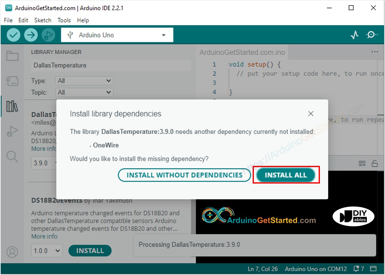 Arduino onewire library