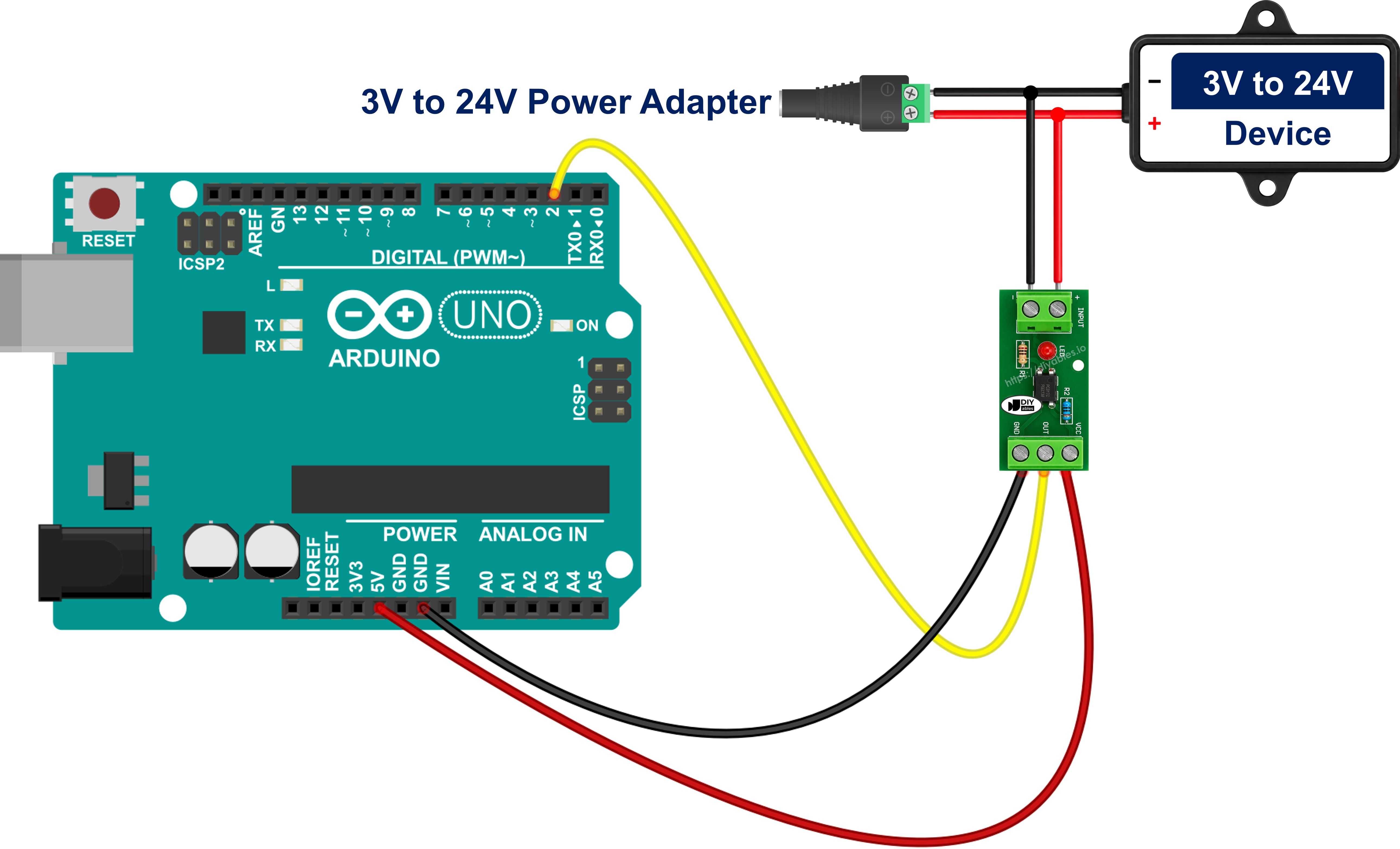 Arduino PC817 optocoupler isolation module wiring diagram