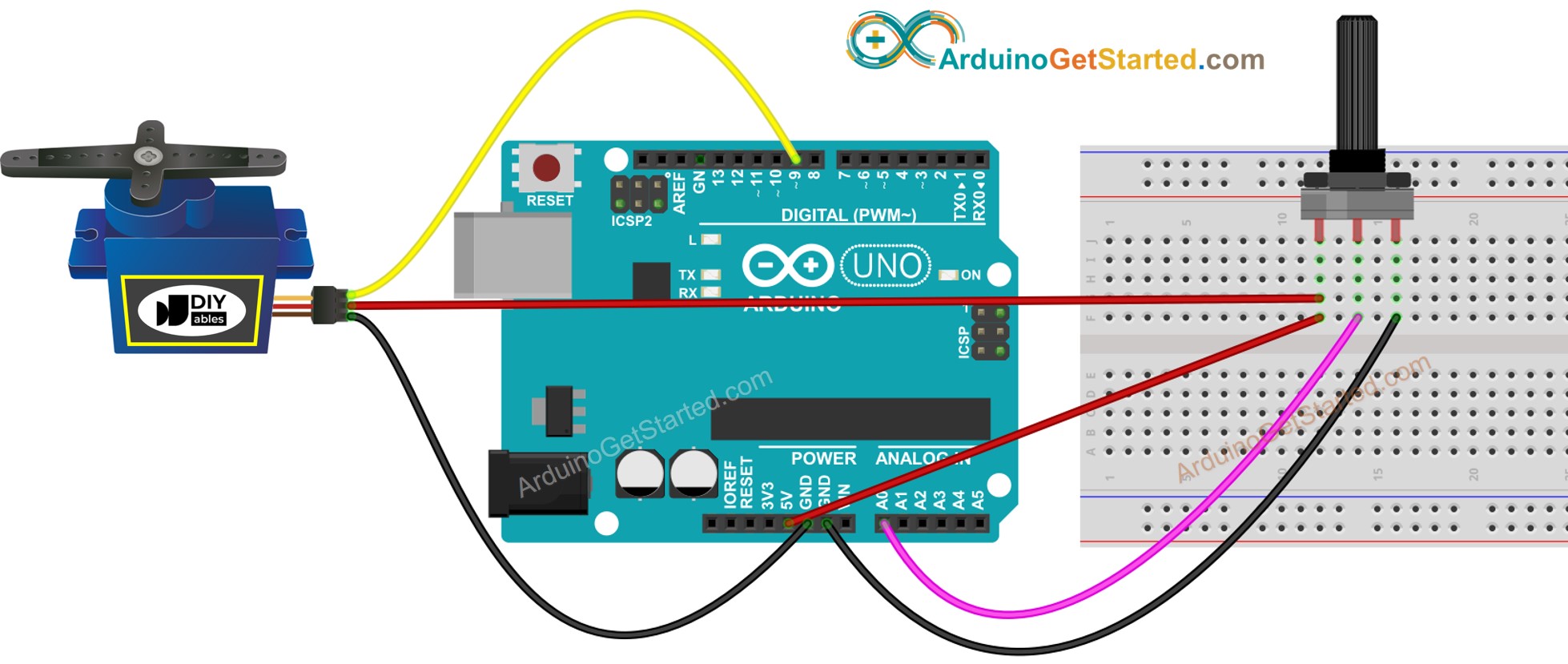 Arduino Servo Motor Potentiometer Wiring Diagram