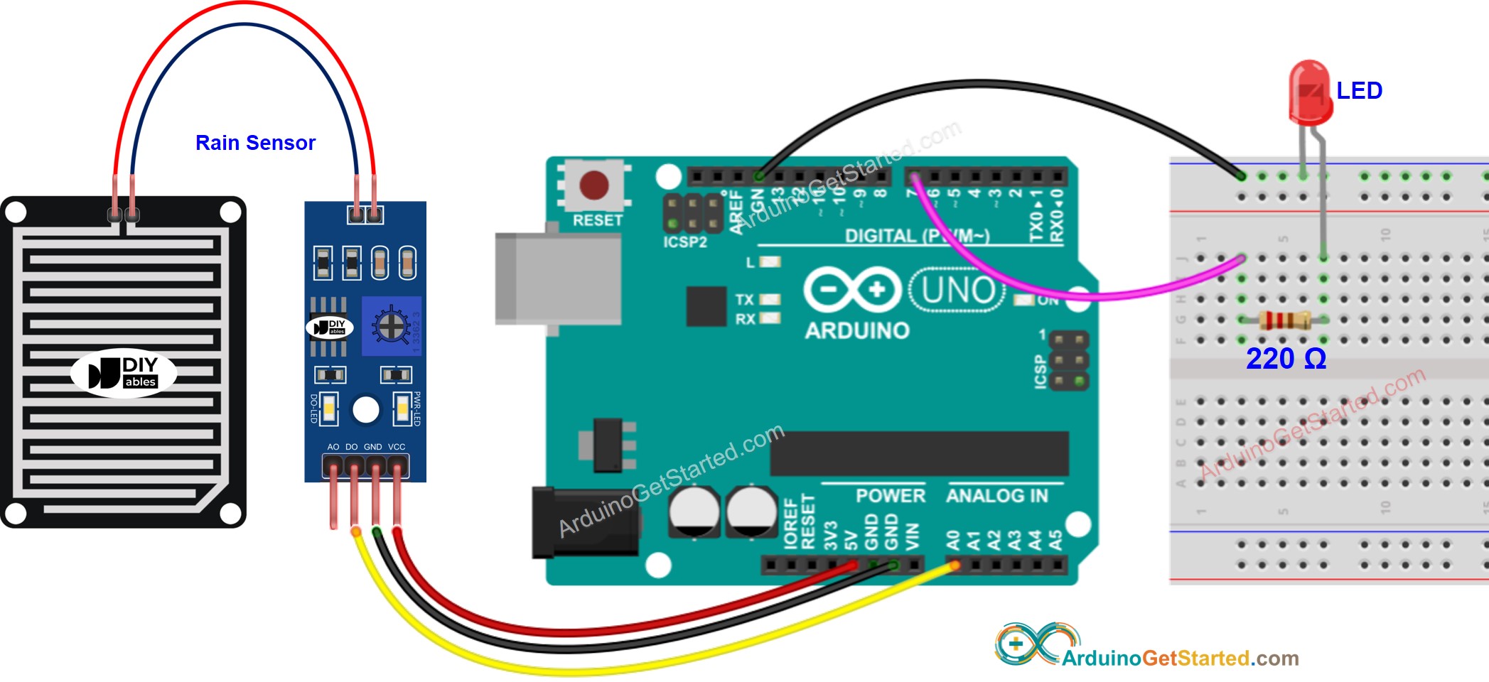 Arduino Rain Sensor LED Wiring Diagram