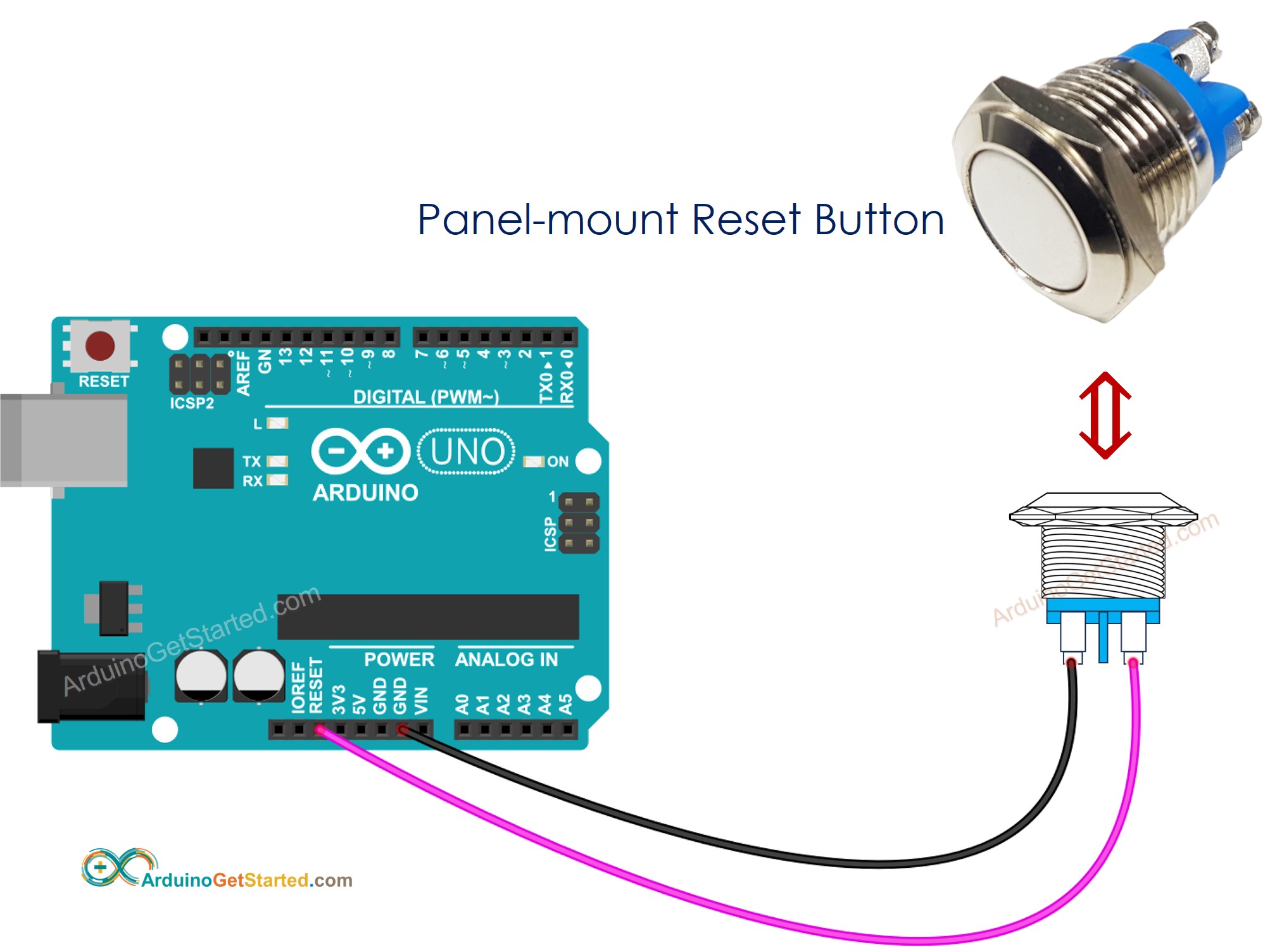 Arduino reset button Wiring Diagram