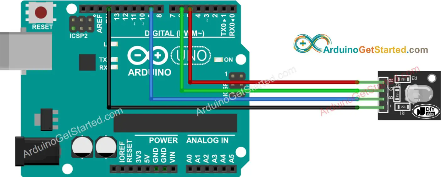 How to use RGB LED with Arduino - Circuit Diagram, Code