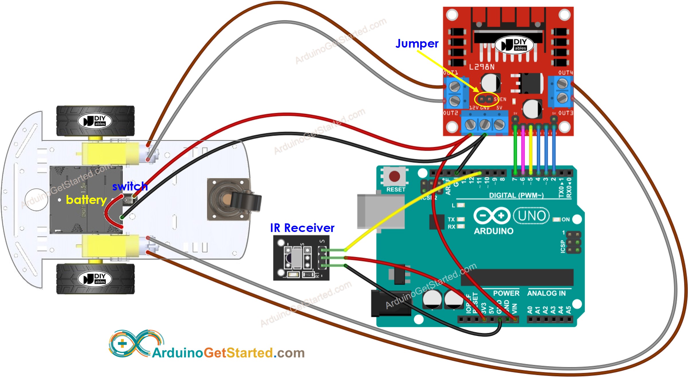 Arduino 2WD car Wiring Diagram
