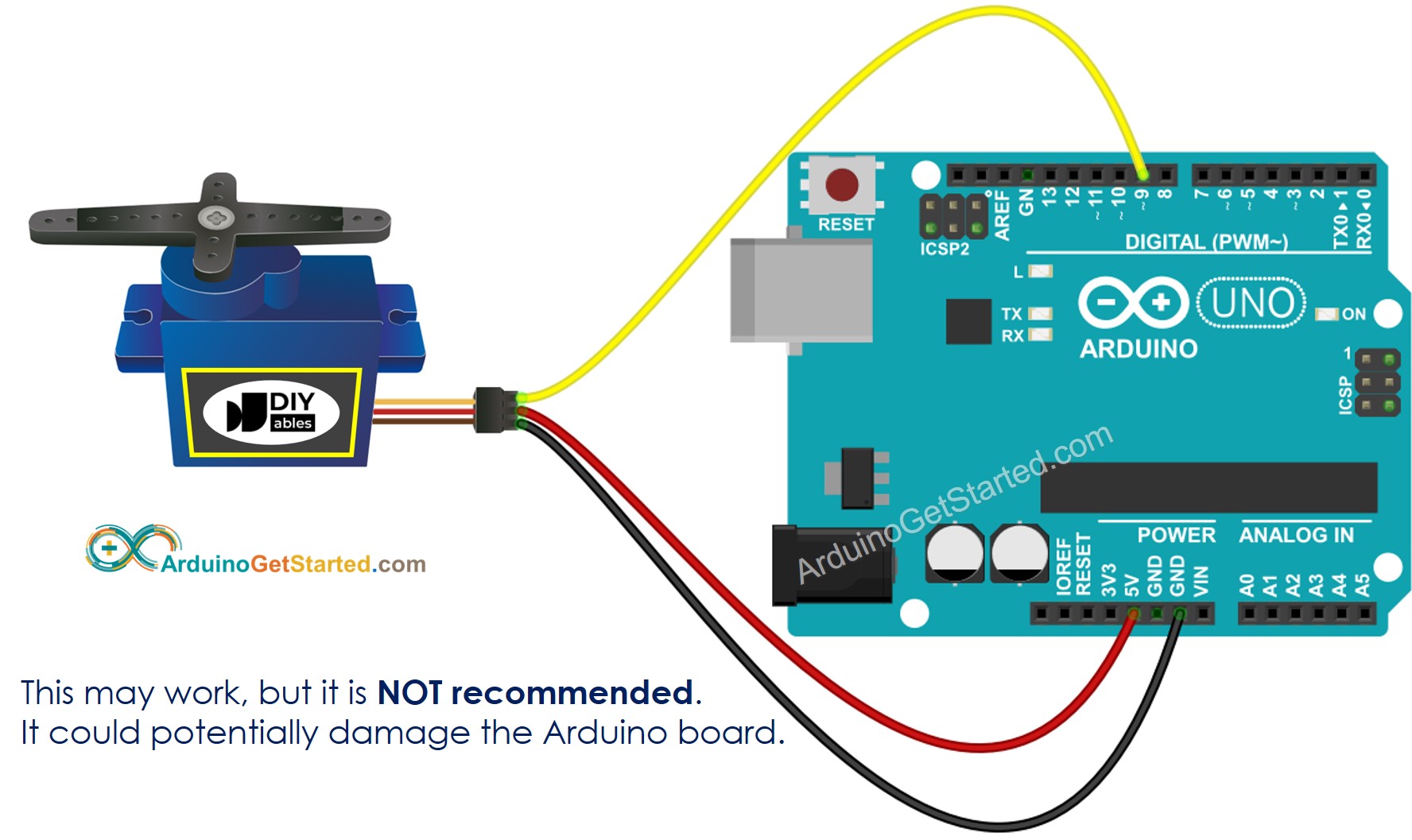 wire servo motor arduino