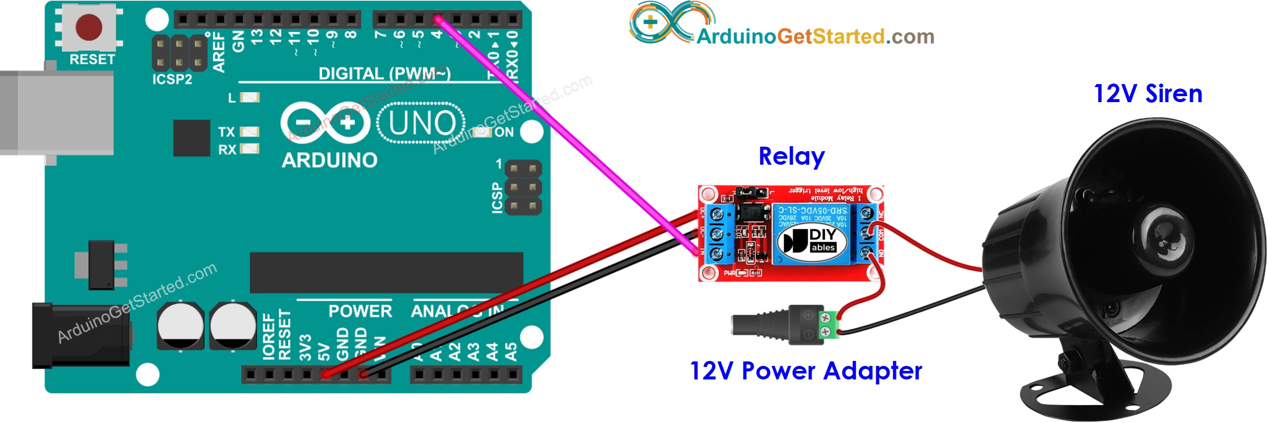 Arduino 12V siren Wiring Diagram