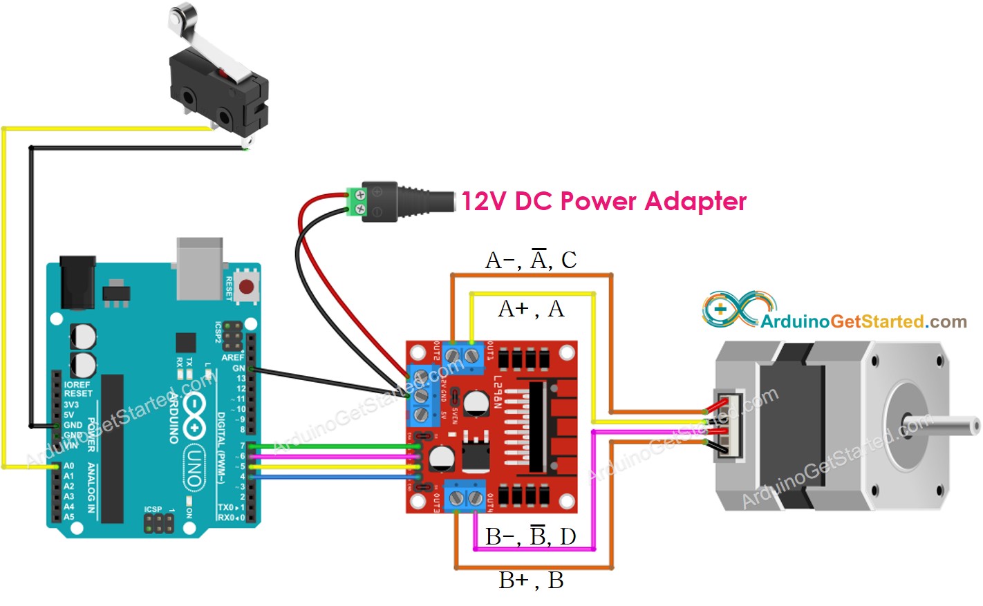 Arduino stepper motor and limit switch wiring diagram