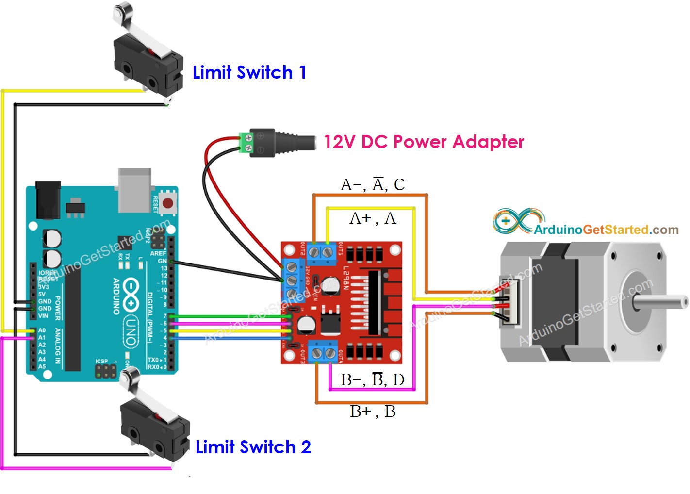 NEMA 23 Stepper Motor Pinout, features and example with Arduino