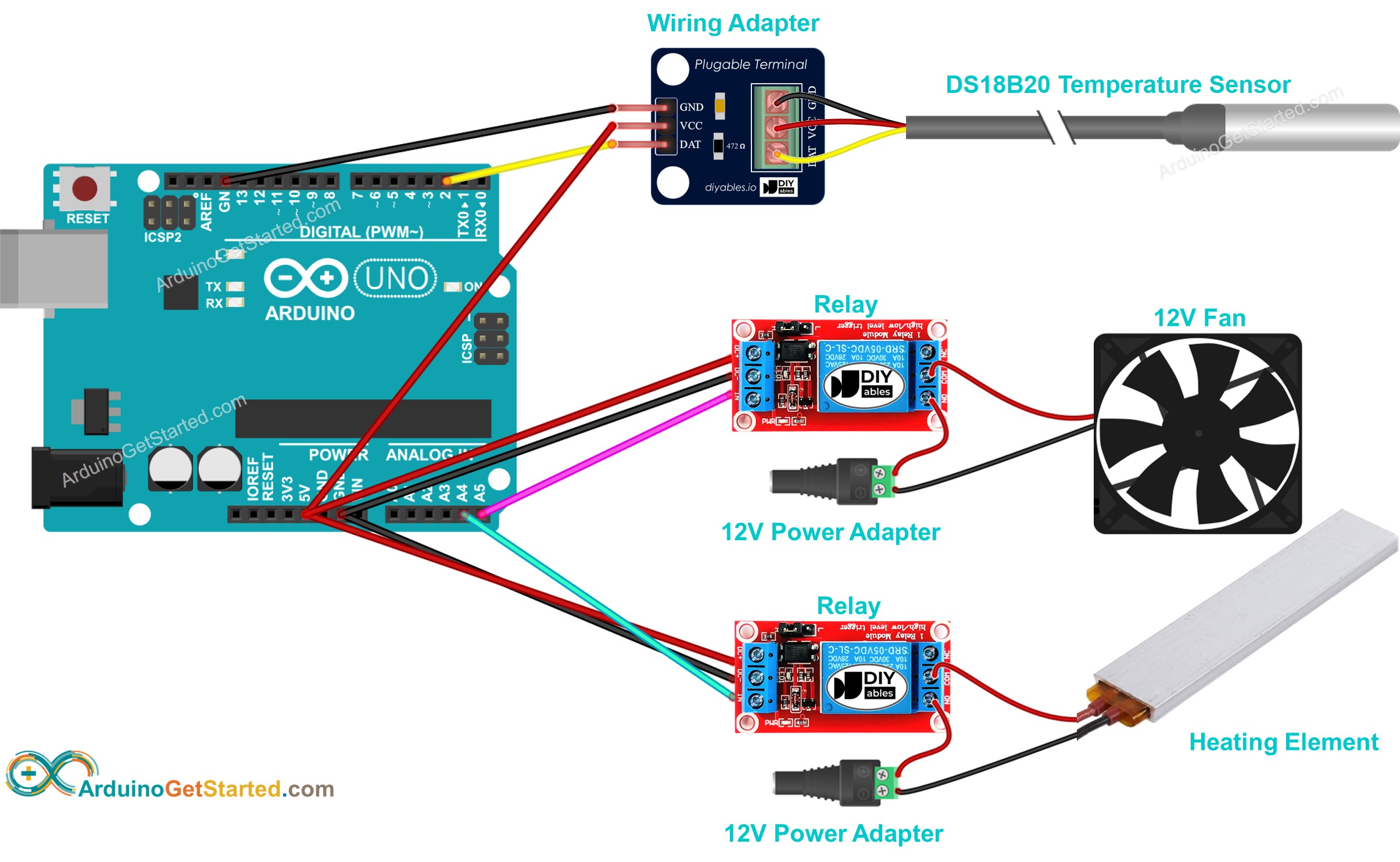 Arduino controls temperature wiring diagram