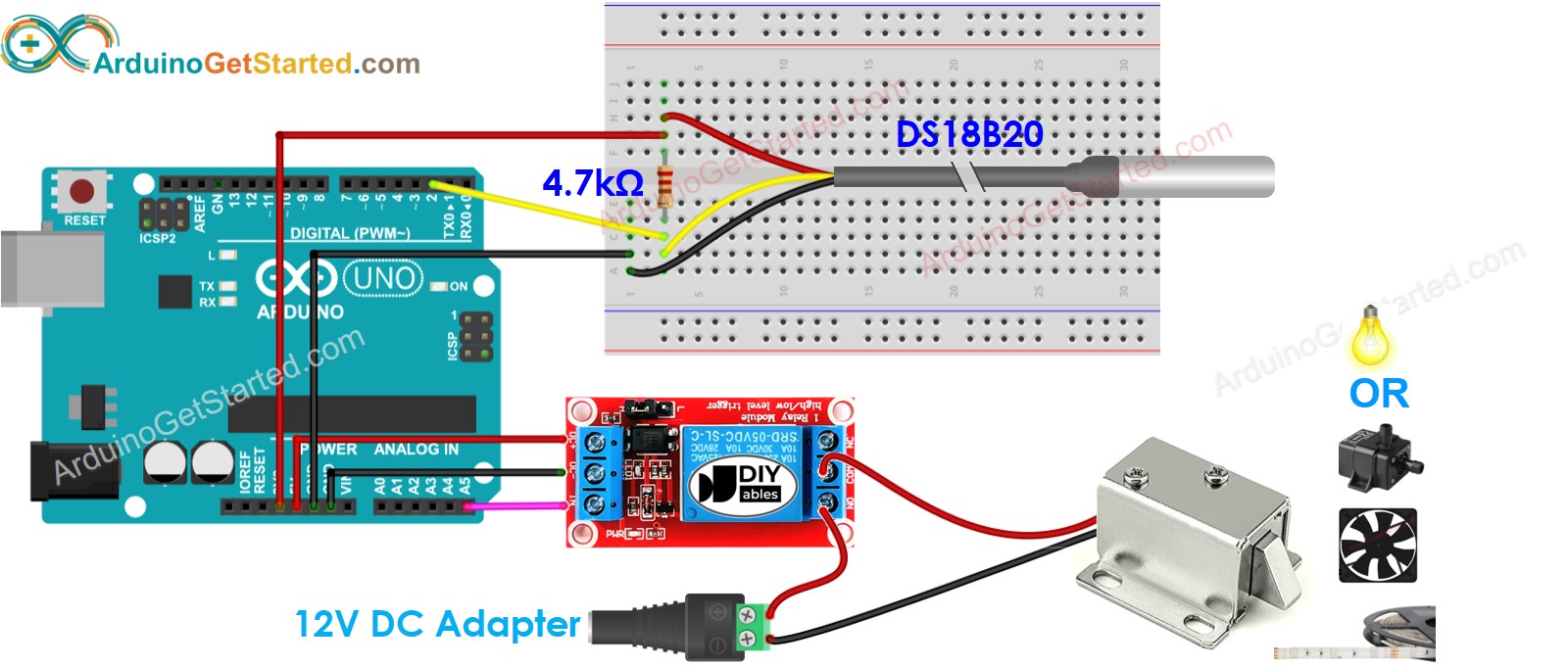 arduino temperature sensor relay wiring diagram